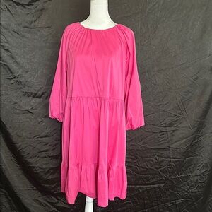 Pink Tiered Ruffled Sundress with 3/4 Raglan Sleeves